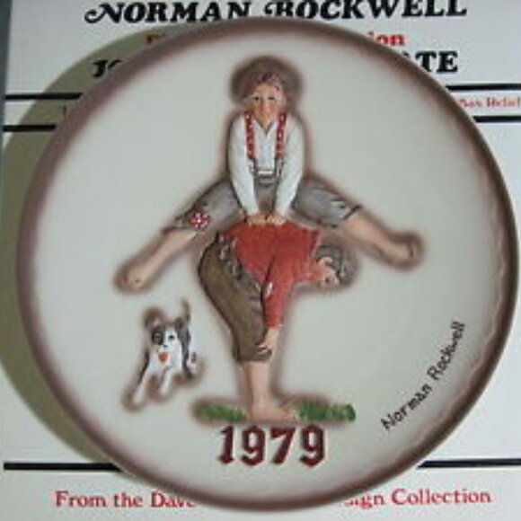 Norman Rockwell First Edition 1979 Annual Plate "Leap Frog" Limited Edition NEW - Picture 3 of 4